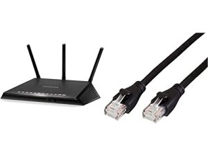 NETGEAR Nighthawk Smart WiFi Router (R6700) - AC1750 Wireless Speed (up to 1750 Mbps) | Up to 1500 sq ft Coverage & 25 Devices & AmazonBasics RJ45 Cat-6 Ethernet Patch Internet Cable - 5 Feet