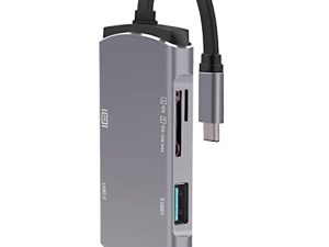 KOMBIUDA 1pc Adapter Hub Device Converter Drives Transfer Type-c USB Grey Flash Expansion Video Type- Computer Notebook Reader for Data Sd Multifunction Card Laptop USB- Splitter