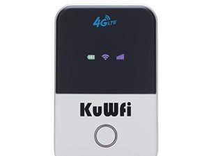 KuWFi 4G LTE Mobile WiFi Hotspot Unlocked Travel Partner Wireless 4G Router with SIM Card Slot Support LTE FDD B2/B4/B5/B12/B17 Network Band for AT&T/T-Mobile