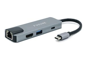 USBC HUB to HDMI Adapter with Ethernet Input Multiport Dock 6 in 1 4K HDMI USB3.0 Port SD/TF Card Reader Slot PD Type C Fast Charging Port USB-C Splitter for MacBook Pro Chromebook and USB C Devices