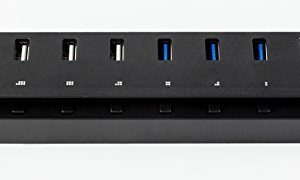 Device Core 8 Port USB 3.0 Hub Black (4 x 3.0 + 3 x 2.0 + 1 SuperSpeed Charging Port) with Individual LED Switches and Comes with a 12V Power Adapter for PC