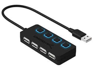 SABRENT 4 Port USB 2.0 Data Hub with Individual LED lit Power Switches [Charging NOT Supported] for Mac & PC (HB-UMLS)