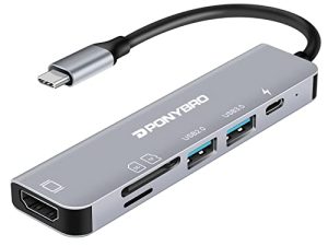 PONYBRO USB C Hub Multiport Adapter 6 in 1