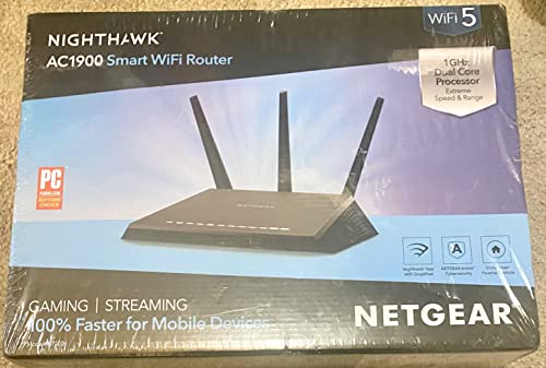 NETGEAR Nighthawk Smart WiFi Router (R7000) - AC1900 Wireless Speed (up to 1900 Mbps) | Up to 1800 sq ft Coverage & 30 Devices | 4 x 1G Ethernet and 2 USB Ports | Armor Security NETGEAR Nighthawk Smart WiFi Router (R7000) - AC1900 Wireless Speed (up to 1900 Mbps) | Up to 1800 sq ft Coverage & 30 Devices | 4 x 1G Ethernet and 2 USB Ports | Armor Security