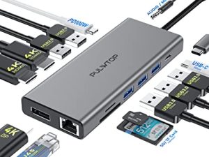 PULWTOP 14 in 1 Laptop Docking Station Dual Monitor