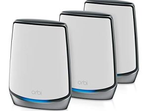 NETGEAR Orbi Whole Home Tri-band Mesh Wi-Fi 6 System (RBK853) – Router with 2 Satellite Extenders