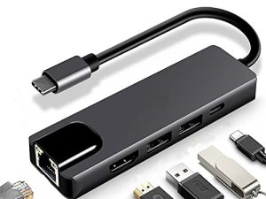 Gewbot USB Type-C Docking Hub Support 4K HDMI + USB 2.0 Ports x 2 + Type C Fast Charging + Ethernet LAN Port/C Conversion Adapter for MacBook/P30/Mate20