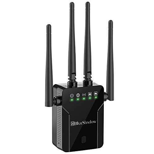 Blueshadow WiFi Extender AC1200 Dual Band Wireless Signal Booster with 2 Ethernet Port WPS Function Coverage Up to 1000 Sq.ft and 20 Devices WiFi Extenders Signal Booster and Access Point for Home Blueshadow WiFi Extender AC1200 Dual Band Wireless Signal Booster with 2 Ethernet Port WPS Function Coverage Up to 1000 Sq.ft and 20 Devices WiFi Extenders Signal Booster and Access Point for Home