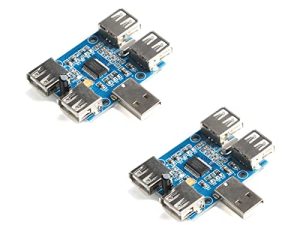 JESSINIE 2Pcs 4 Port USBHUB USB2.0 Expansion Module DC 5V 500mA USB 2.0 480Mbps USB Expansion HUB Module with Current Overload Protection Device