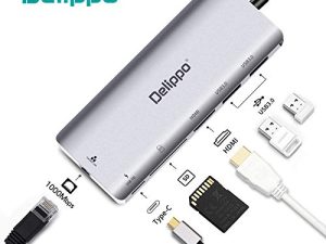 Delippo USB C Docking Hub 6 in 1 Dongles Ethernet hub
