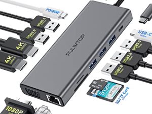 14 in 1 Laptop Docking Station USB C Docking Station Dual Monitor for MacBook