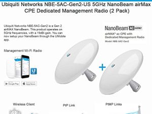 NanoBeam AC Gen2 NBE-5AC-Gen2-US 5GHz airMAX CPE with Dedicated Management Radio Bridge (2 Pack)